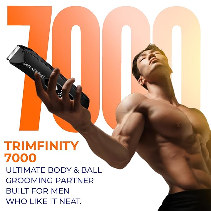 Trimmer for Men- Safest Body & Private Part Trimmer - Pubic Hair Groomer, Underarm - Waterproof, Ceramic Blades, Rechargeable with Wireless Fast Charging,Black