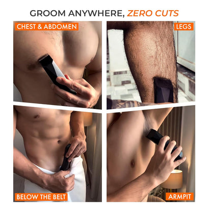 Trimmer for Men- Safest Body &amp; Private Part Trimmer - Pubic Hair Groomer, Underarm - Waterproof, Ceramic Blades, Rechargeable with Wireless Fast Charging,Black