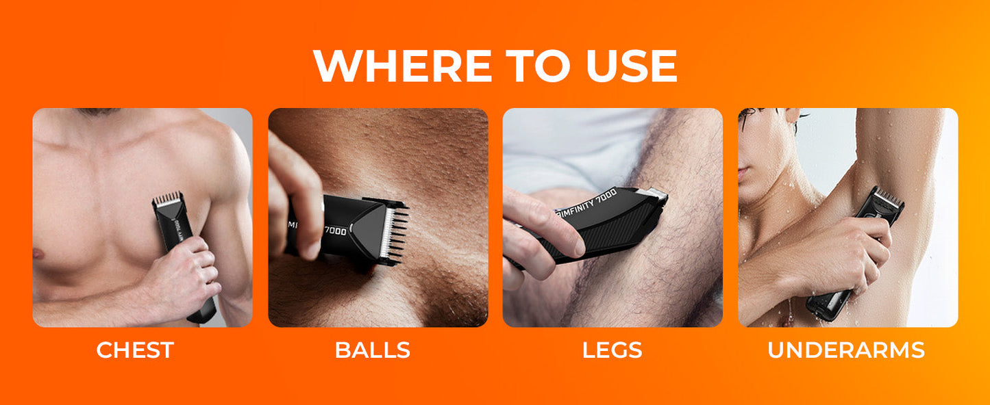 Trimmer for Men- Safest Body &amp; Private Part Trimmer - Pubic Hair Groomer, Underarm - Waterproof, Ceramic Blades, Rechargeable with Wireless Fast Charging,Black